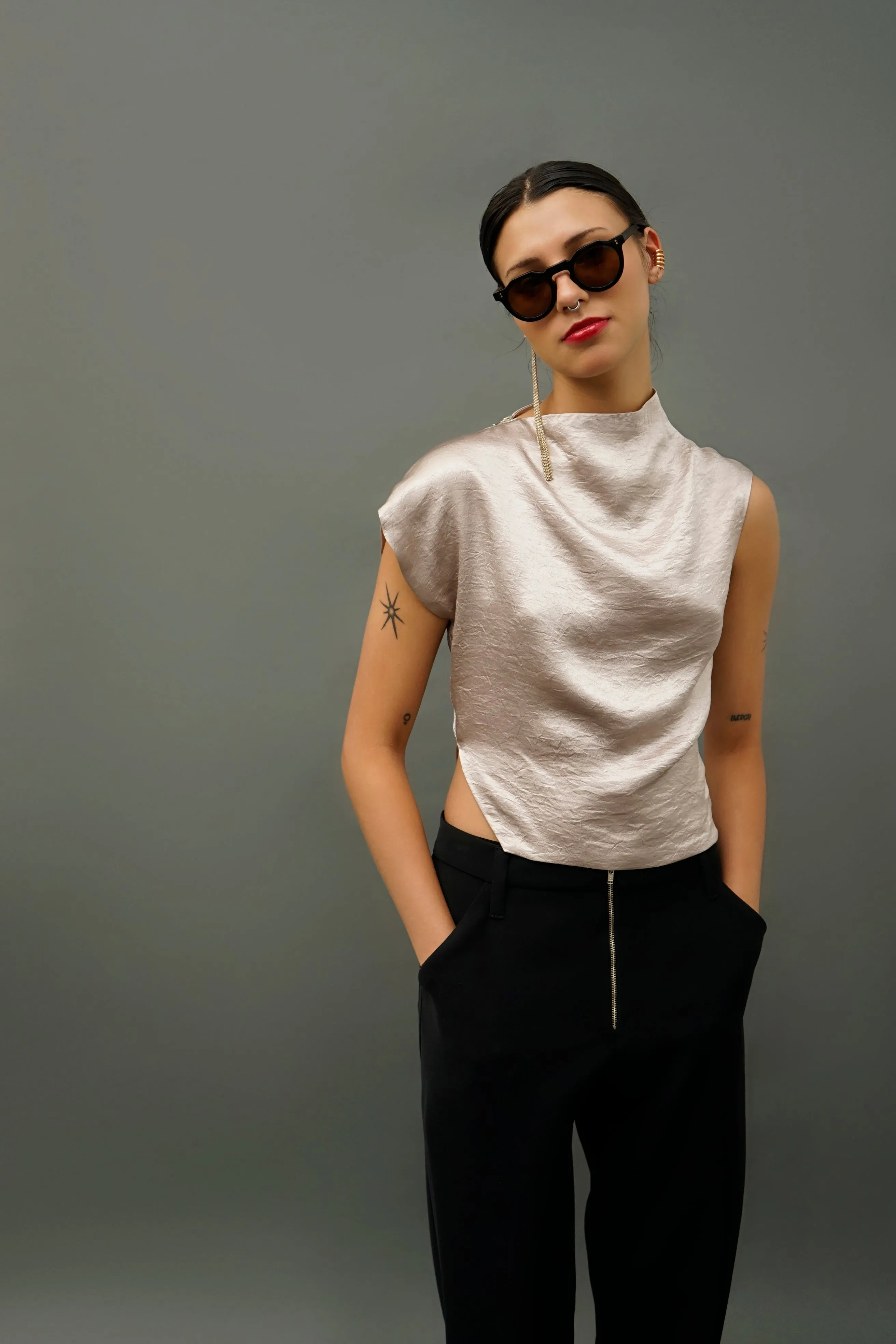Santo Lavender Asymmetrical Top