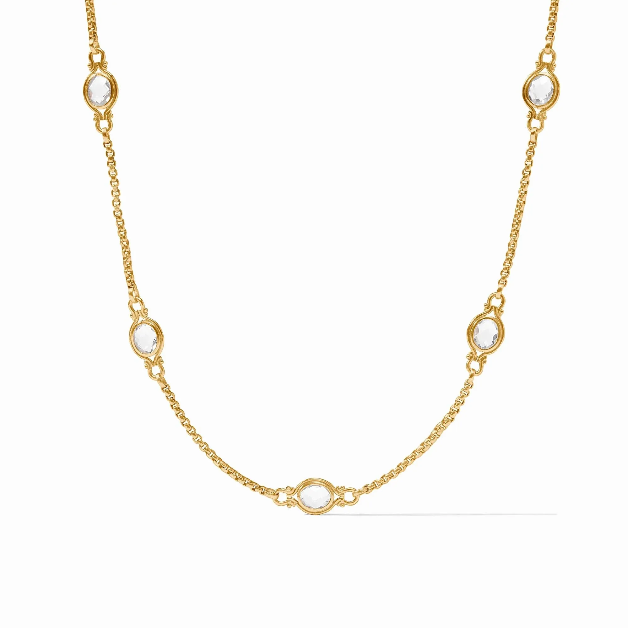 Saratoga Stone Station Necklace - Clear Crystal