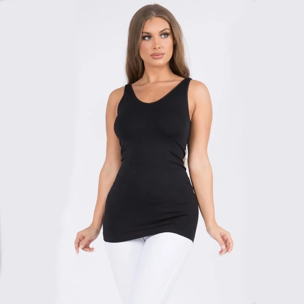Seamless Reversible Tank Top- Black