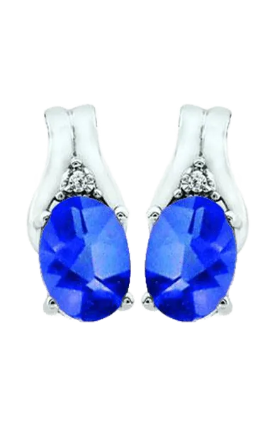 September Birthstone Earring with Diamond Accent set in 10K White Gold