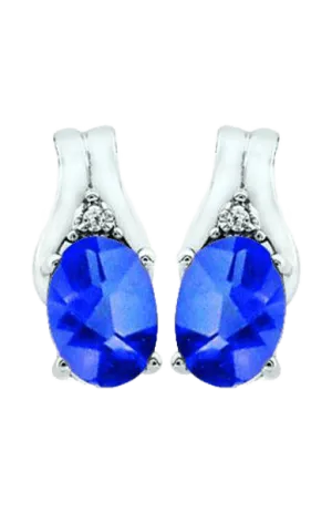 September Birthstone Earring with Diamond Accent set in 10K White Gold