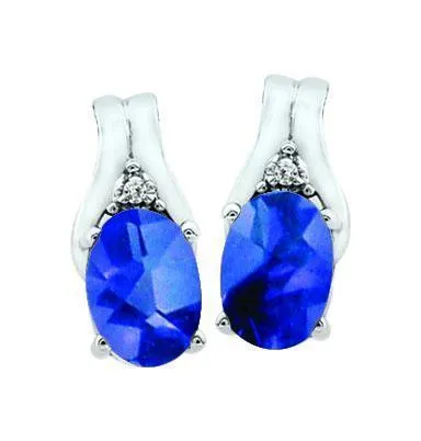 September Birthstone Earring with Diamond Accent set in 10K White Gold