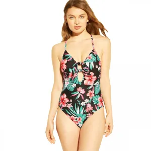 Shade & Shore Women's Tie Front Scoop Back One Piece Swimsuit