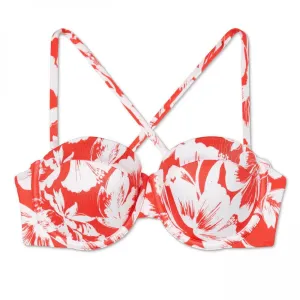 Shade & Shore Women's Vacay Light Lift Shiny Texture Bandeau Bikini Top