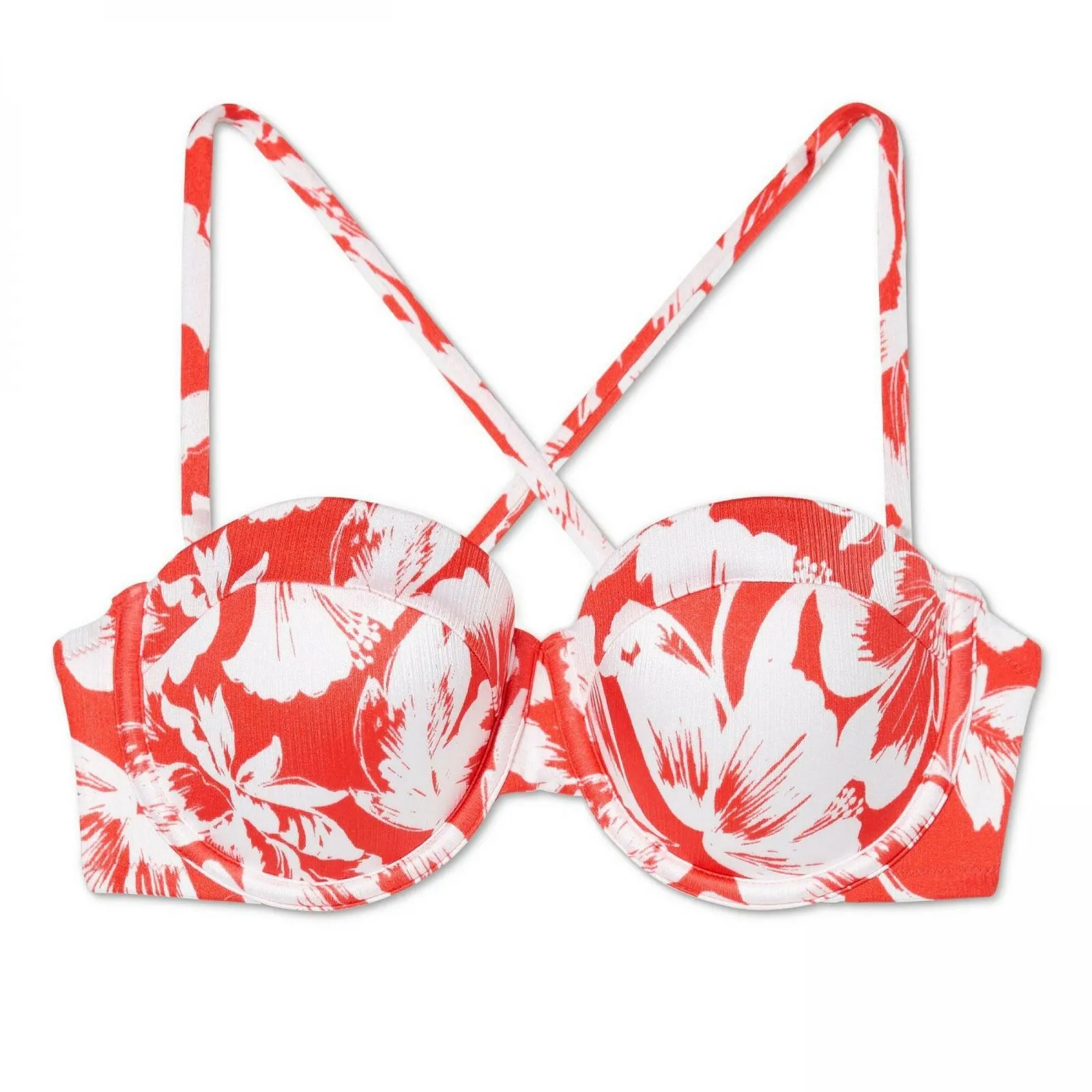 Shade & Shore Women's Vacay Light Lift Shiny Texture Bandeau Bikini Top