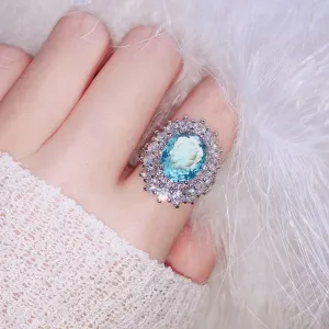 Shiny Green Pink Ring Sliver Women's Wedding Jewelry