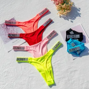 Shiny Rhinestone Women's G-String Thong - Sexy Low-Rise Neon Color Lingerie Panties