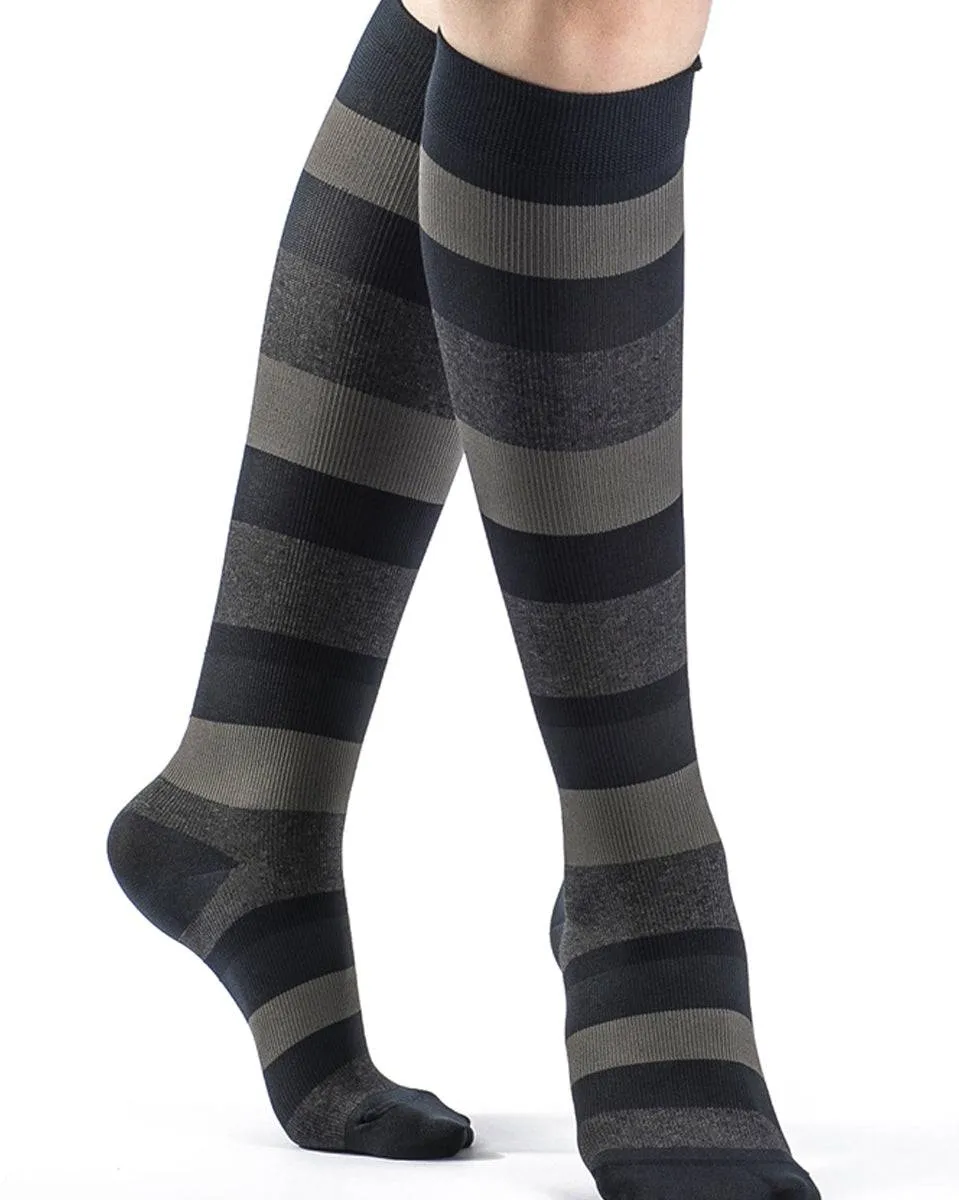 Sigvaris Microfiber Shades Mini-Stripe Women's Closed Toe Knee Highs 20-30 mmHg - 832C