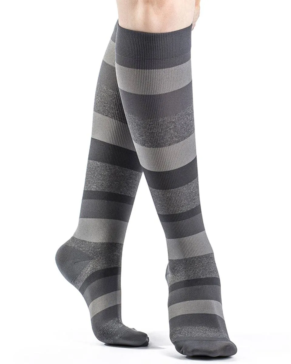 Sigvaris Microfiber Shades Mini-Stripe Women's Closed Toe Knee Highs 20-30 mmHg - 832C
