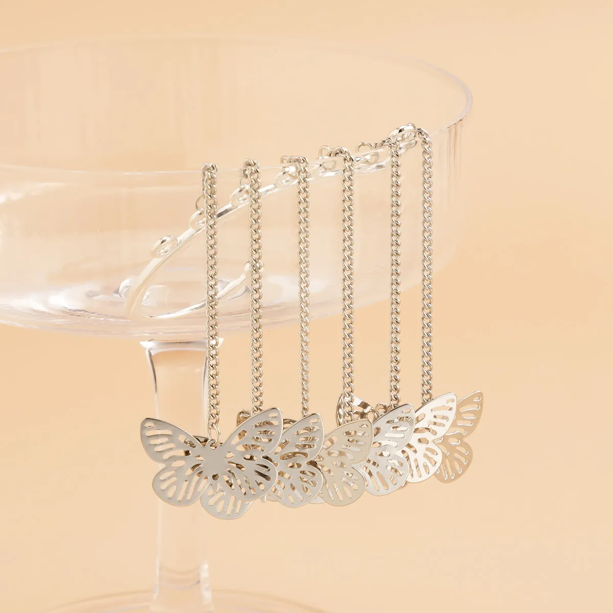 Silver-Plated Butterfly Tassel Ear Cuff