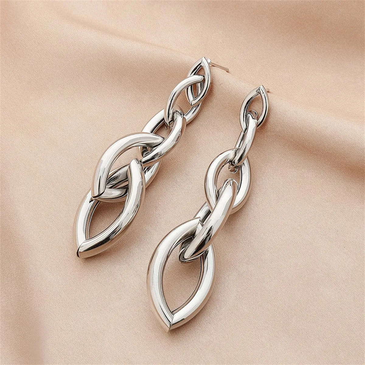 Silver-Plated Chain Drop Earrings