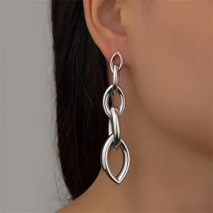 Silver-Plated Chain Drop Earrings
