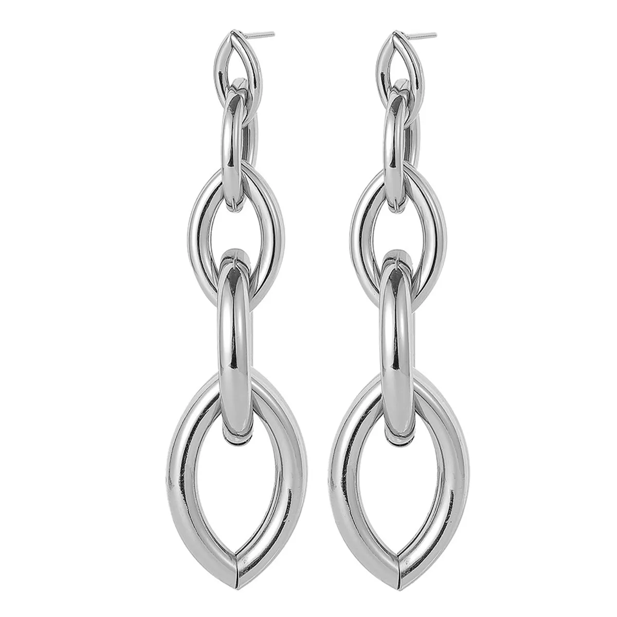 Silver-Plated Chain Drop Earrings