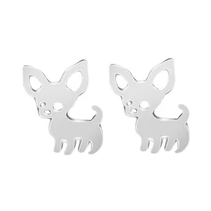 Silver-Plated Chihuahua Stud Earrings