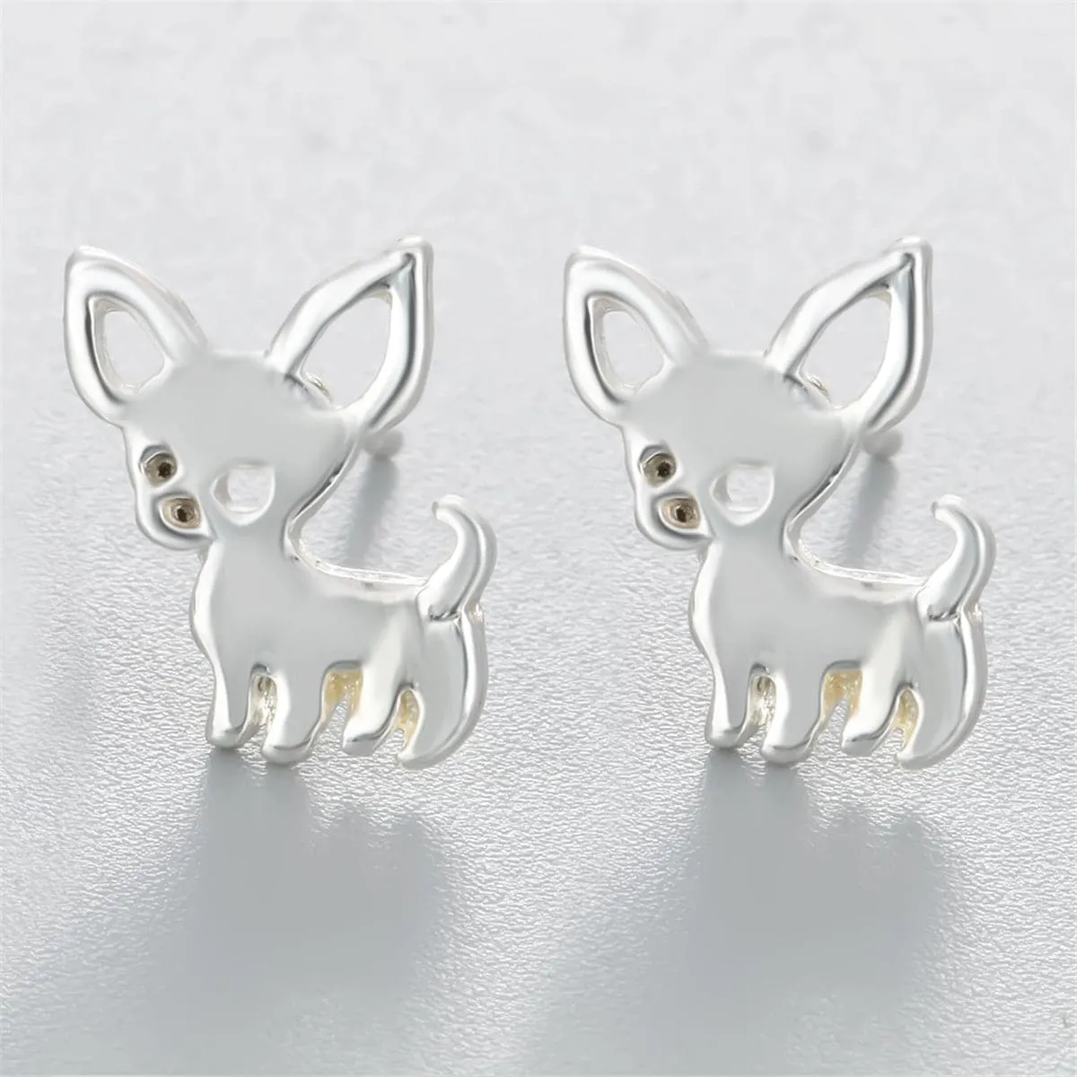Silver-Plated Chihuahua Stud Earrings