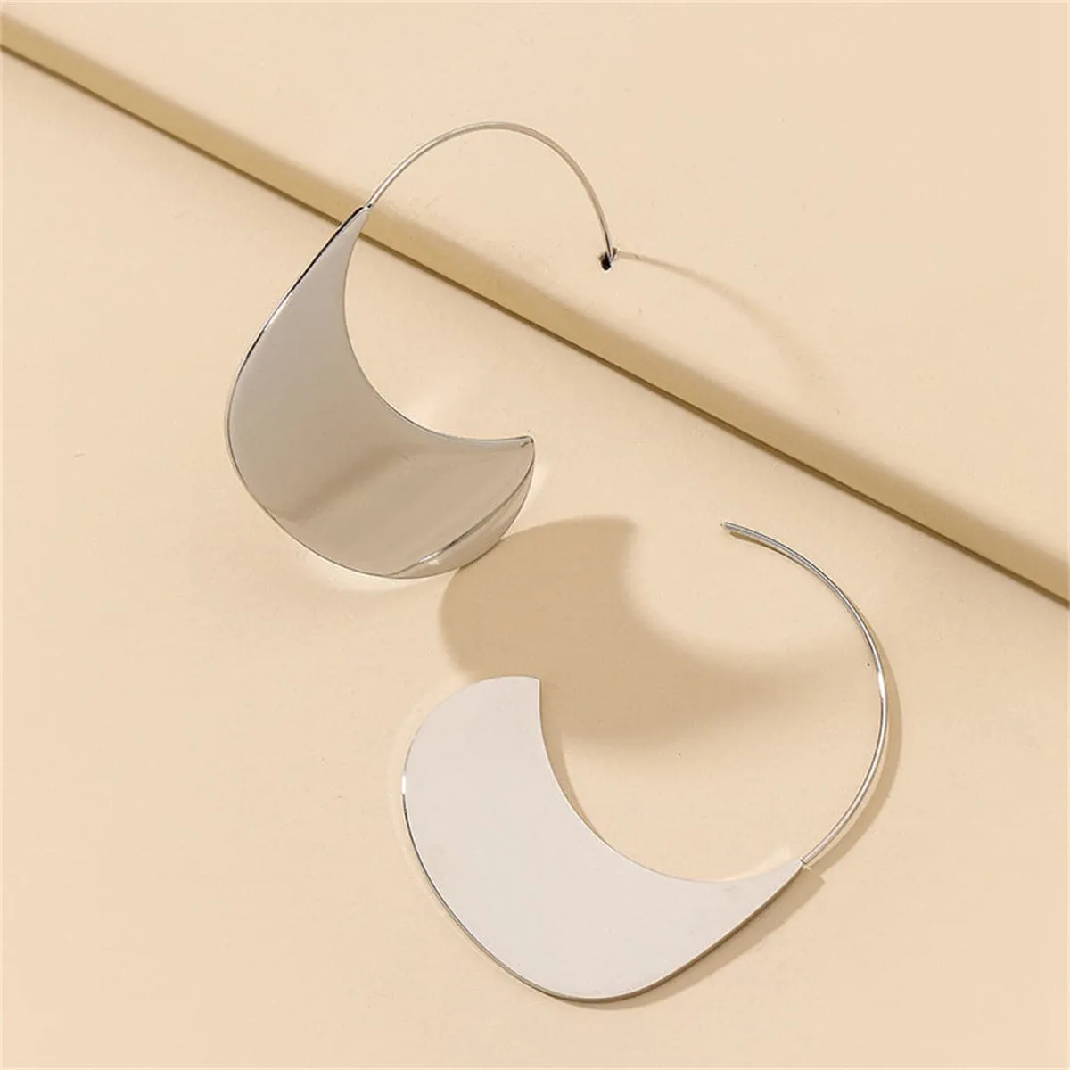 Silver-Plated Flat Huggie Earrings