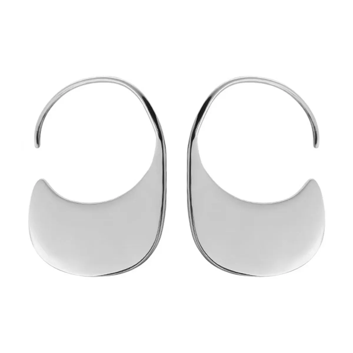 Silver-Plated Flat Huggie Earrings