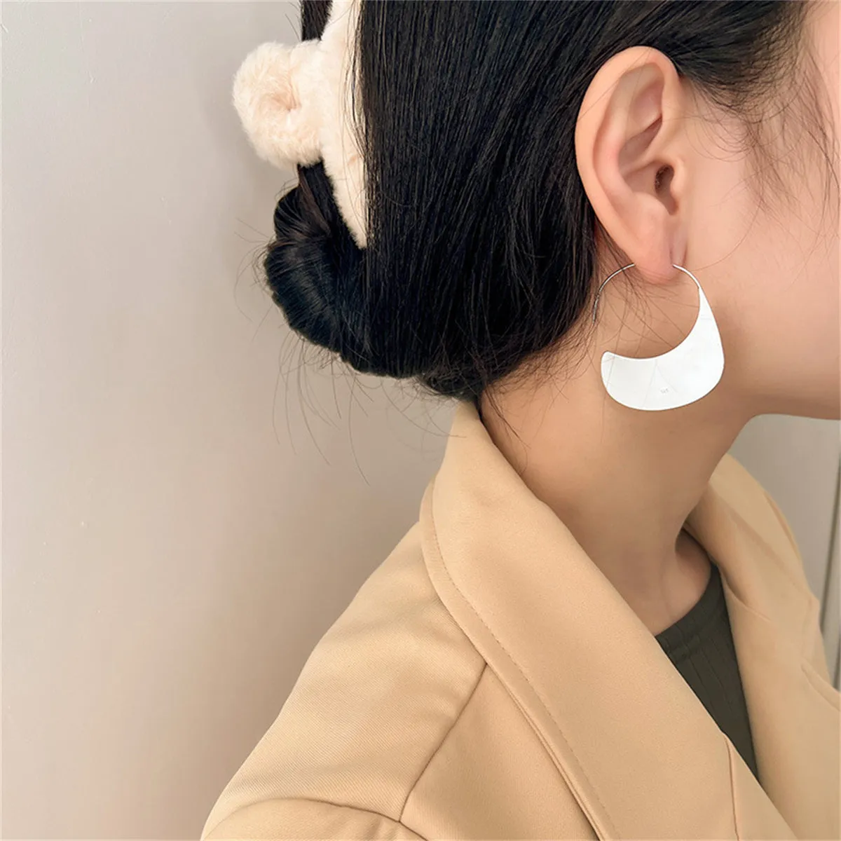 Silver-Plated Flat Huggie Earrings