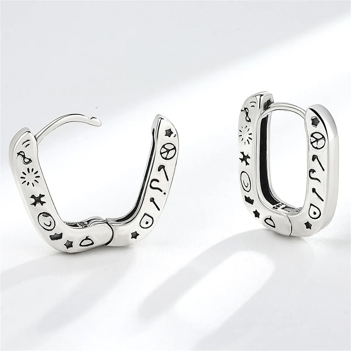 Silver-Plated Graffiti Huggie Earrings