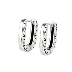 Silver-Plated Graffiti Huggie Earrings