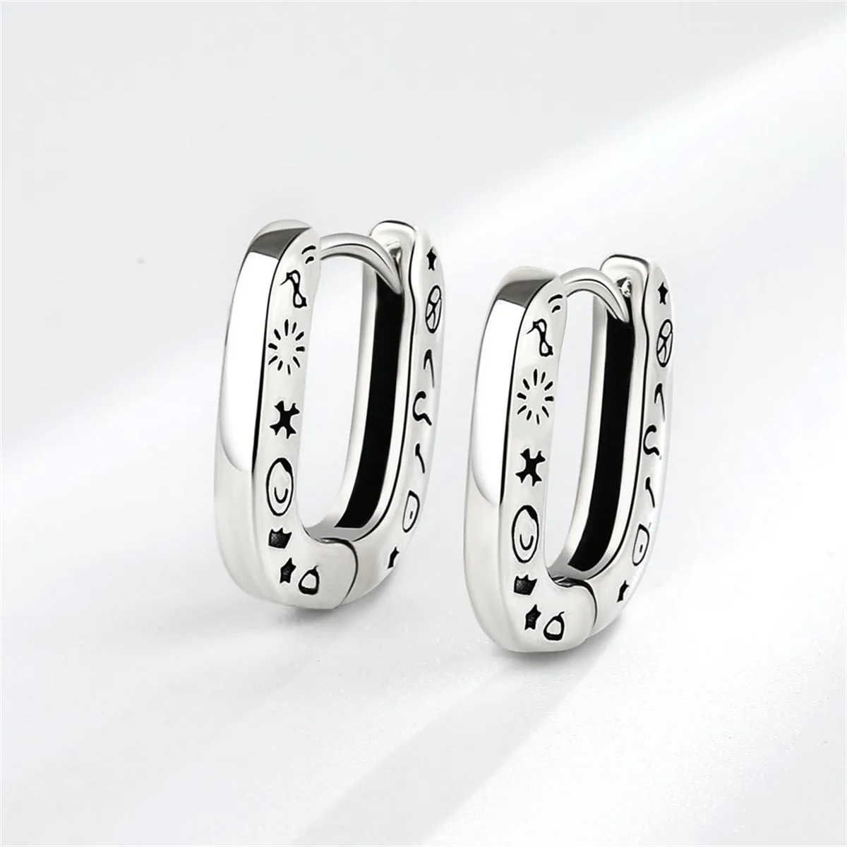Silver-Plated Graffiti Huggie Earrings