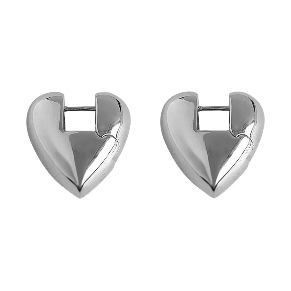 Silver-Plated Heart Huggie Earrings