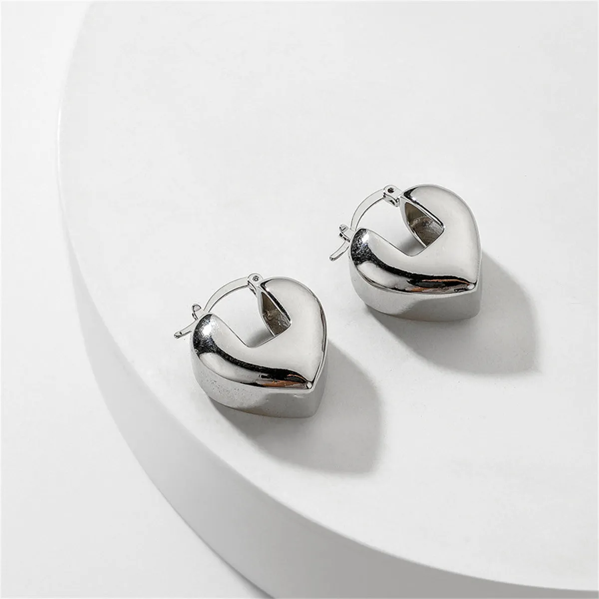 Silver-Plated Heart Huggie Earrings