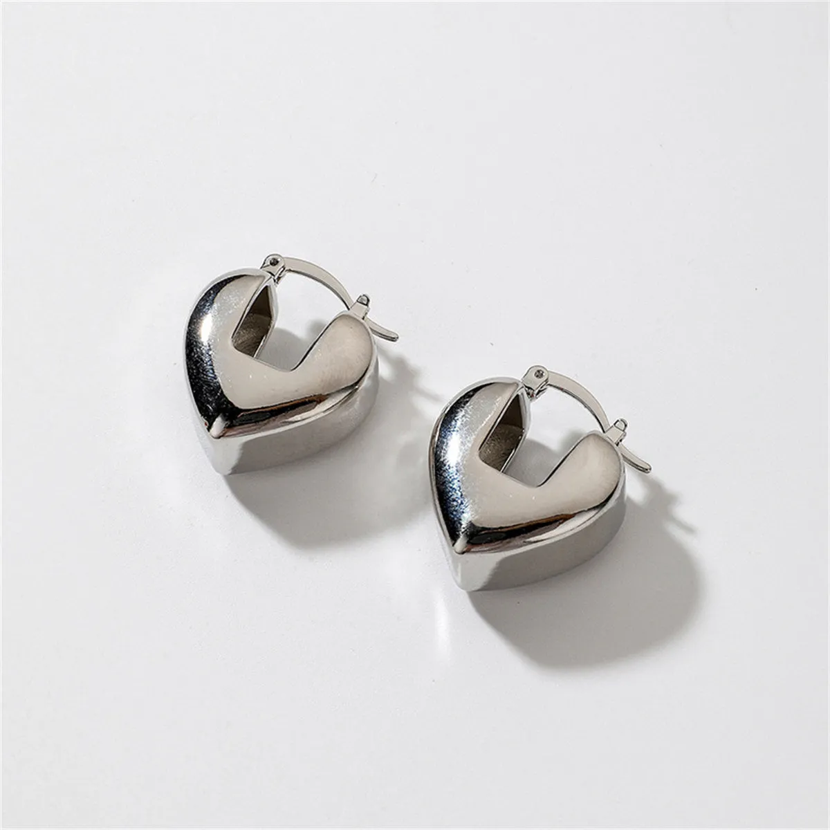 Silver-Plated Heart Huggie Earrings