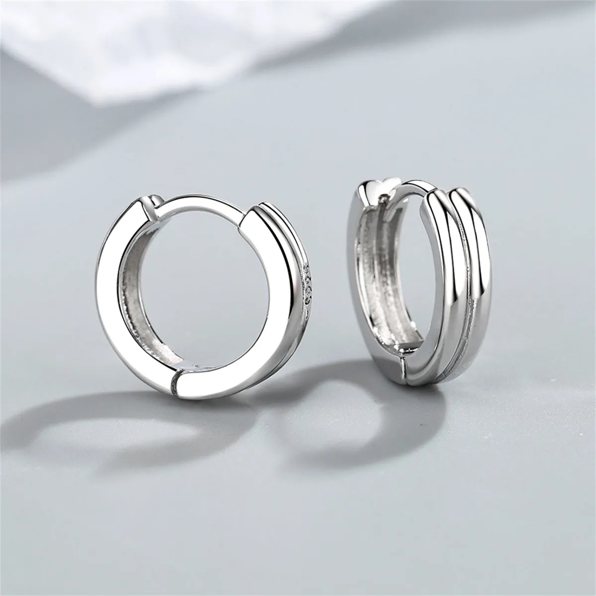 Silver-Plated Layered Huggie Earrings