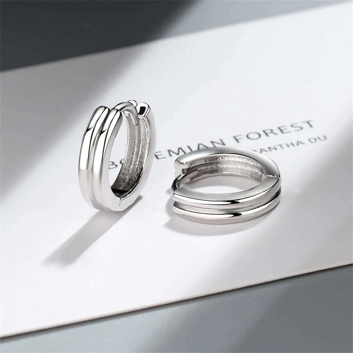 Silver-Plated Layered Huggie Earrings