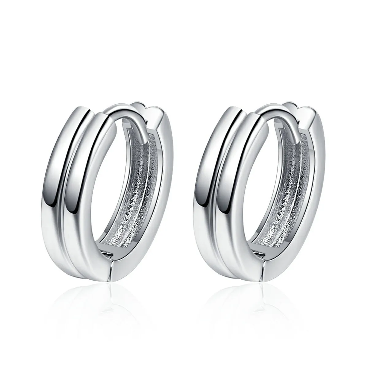 Silver-Plated Layered Huggie Earrings