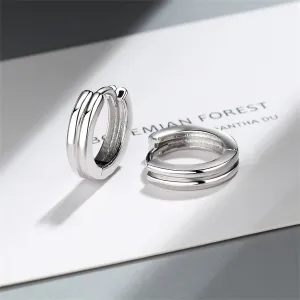 Silver-Plated Layered Huggie Earrings