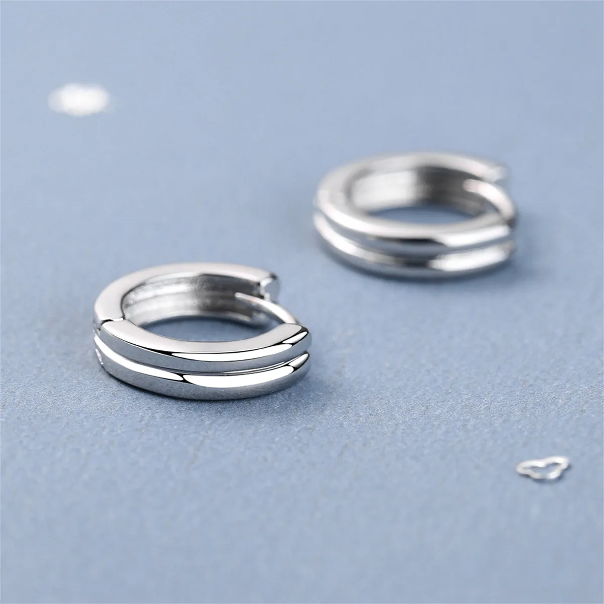 Silver-Plated Layered Huggie Earrings