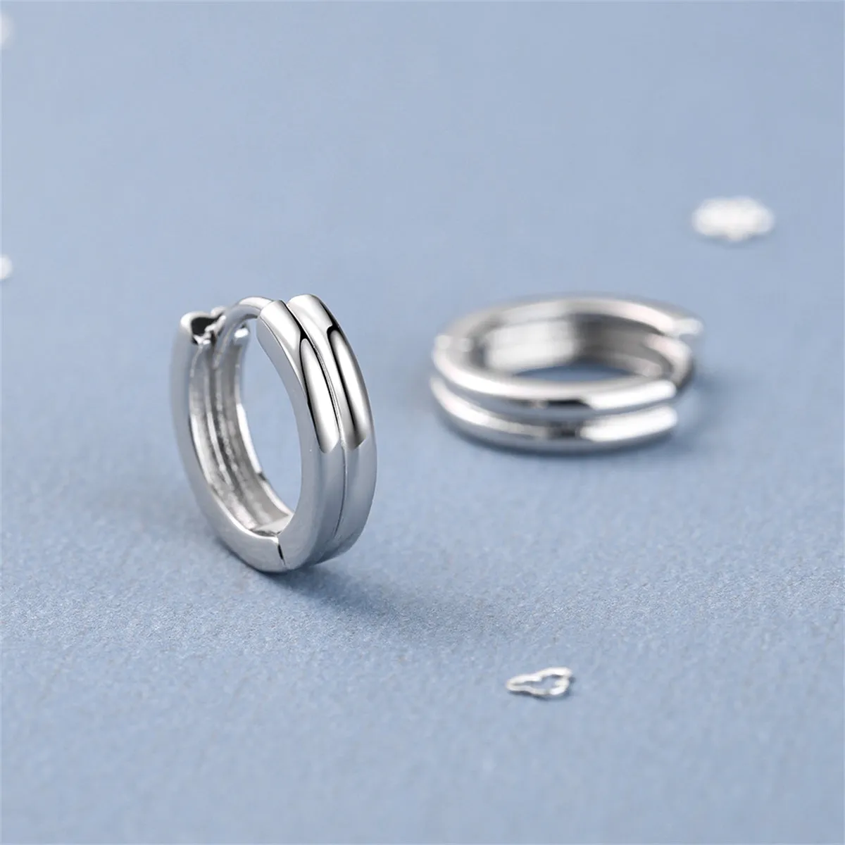 Silver-Plated Layered Huggie Earrings