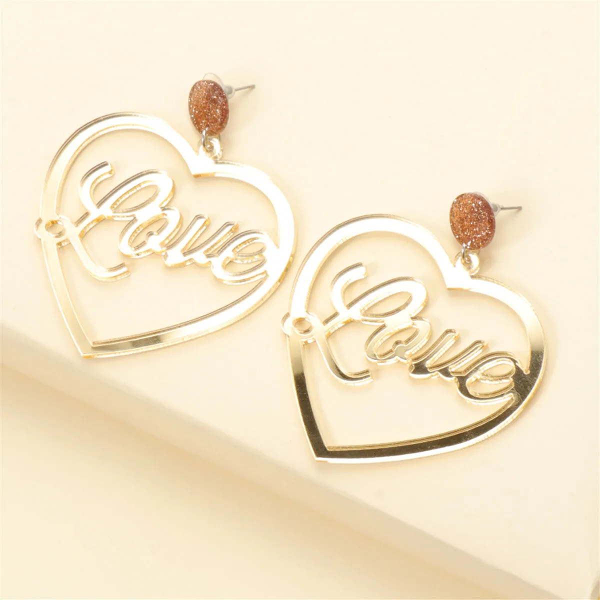 Silver-Plated 'Love' Drop Earrings
