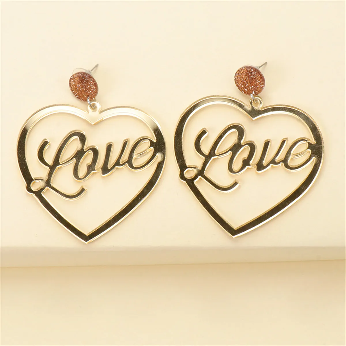Silver-Plated 'Love' Drop Earrings