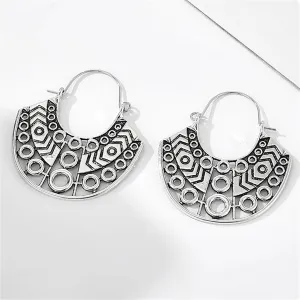 Silver-Plated Open Geometric Huggie Earrings