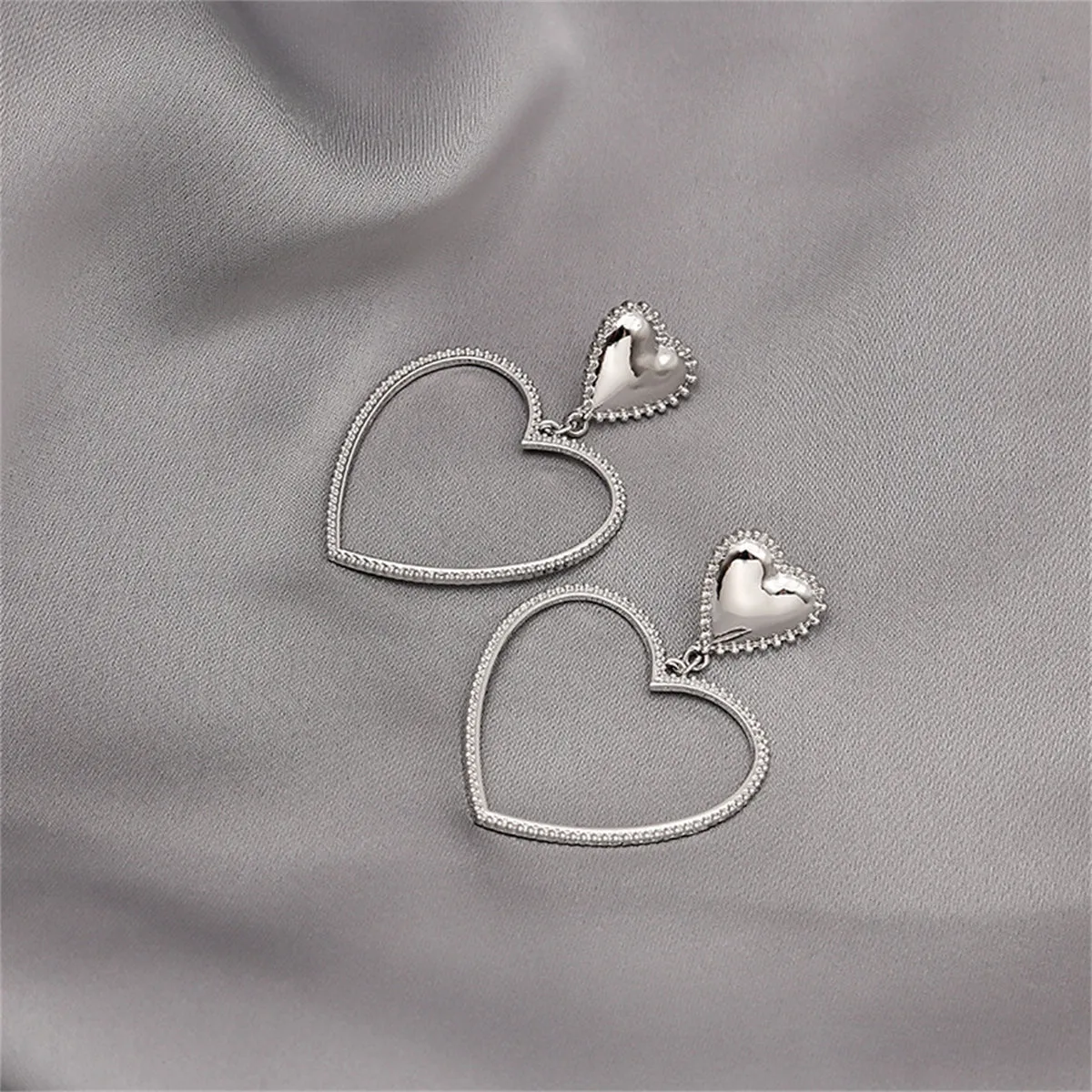 Silver-Plated Open Heart Drop Earrings