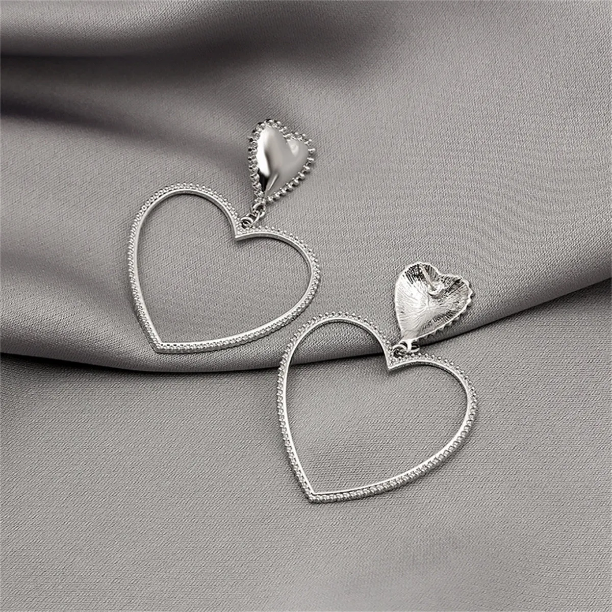 Silver-Plated Open Heart Drop Earrings