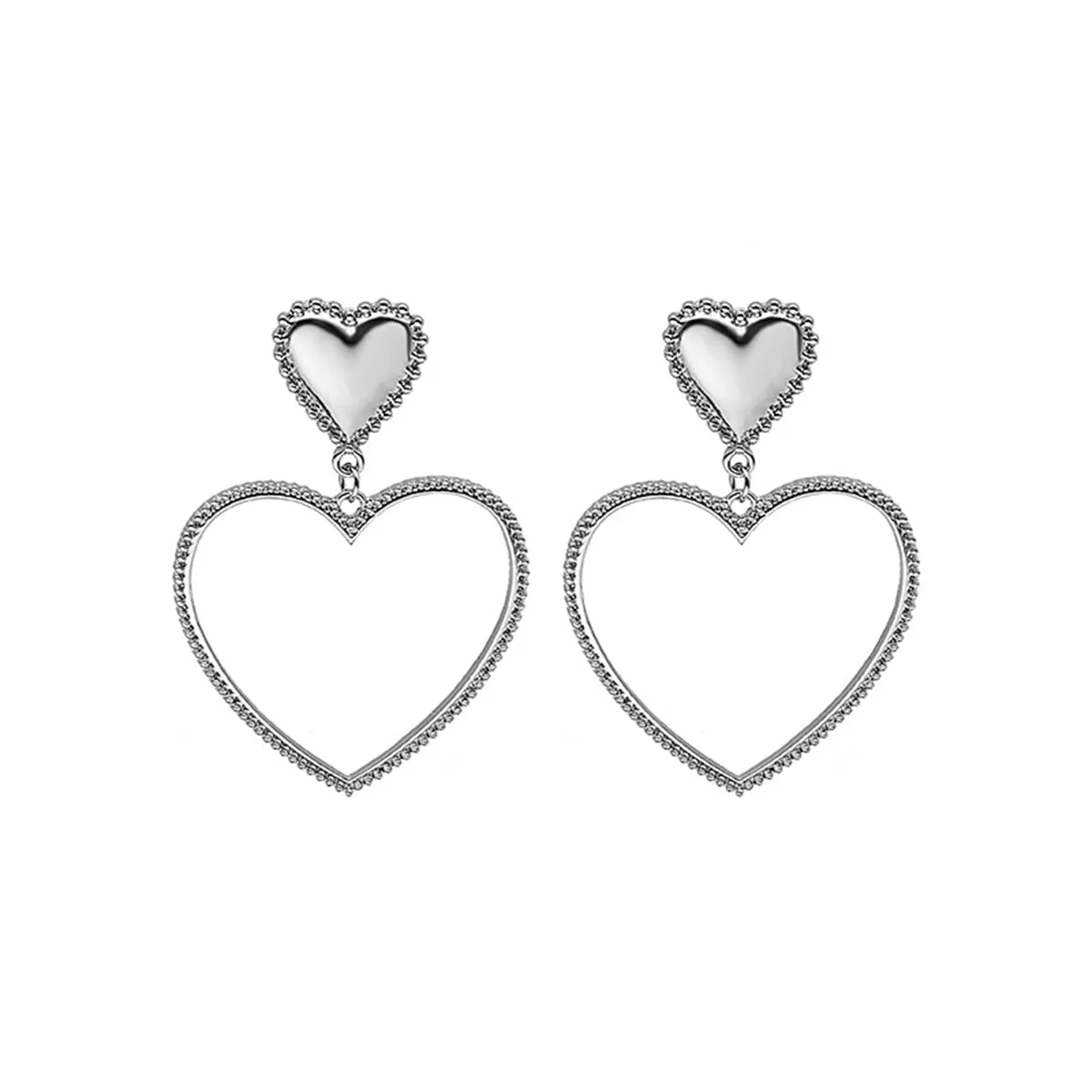Silver-Plated Open Heart Drop Earrings