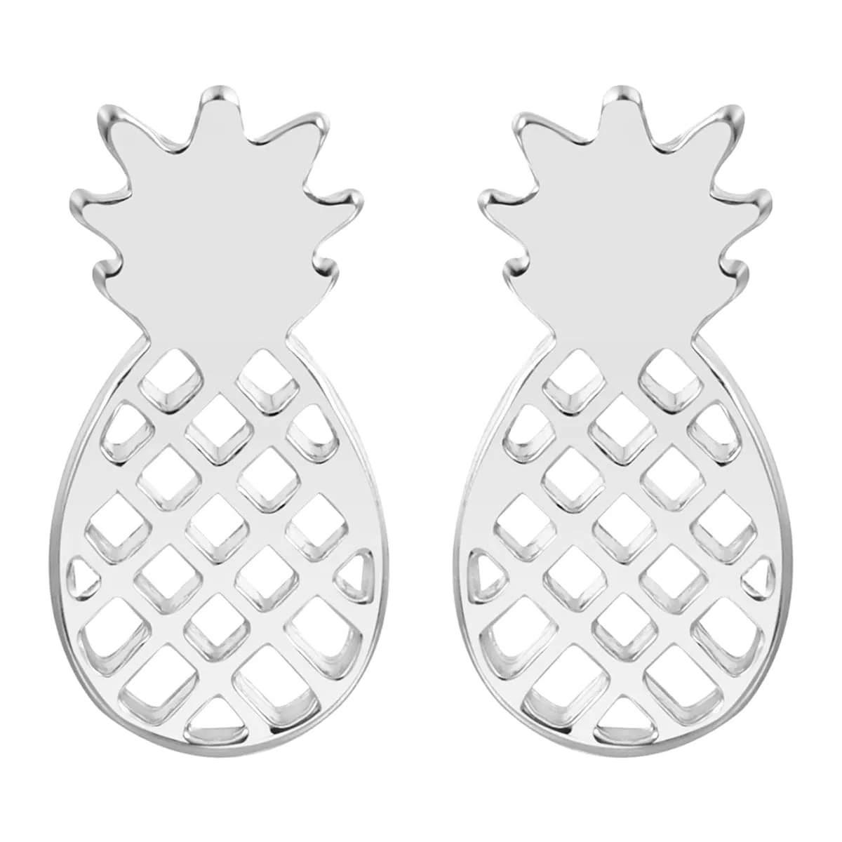 Silver-Plated Open Pineapple Stud Earrings