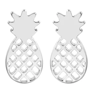 Silver-Plated Open Pineapple Stud Earrings