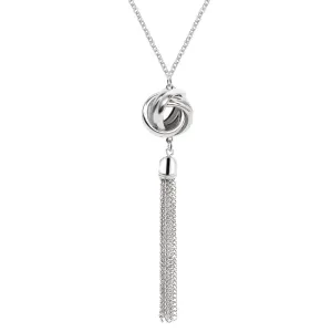 Silver-Plated Round Tassel Pendant Necklace