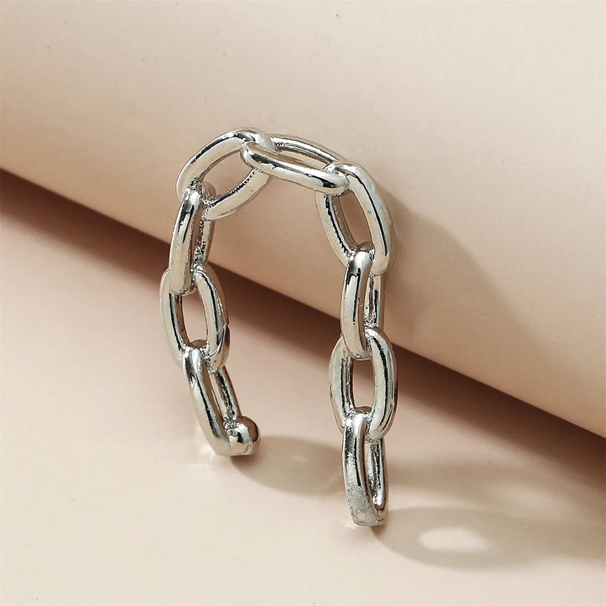 Silver-Plated Thin Cable-Chain Ear Cuff