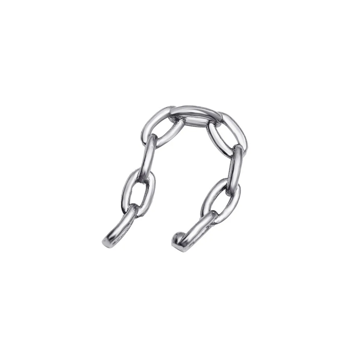 Silver-Plated Thin Cable-Chain Ear Cuff