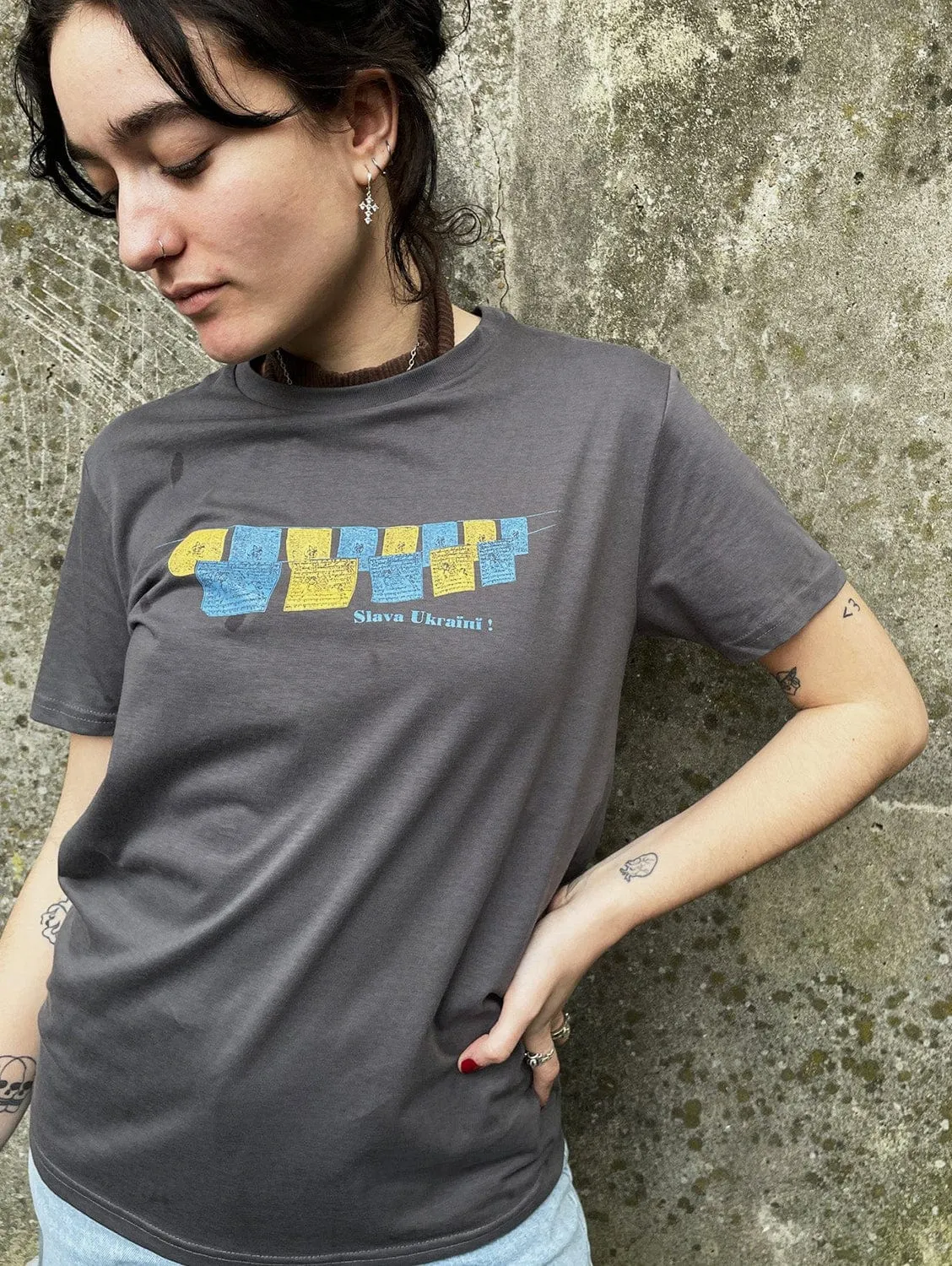 Slava Ukraine Women's Organic Cotton T-Shirt | Grey