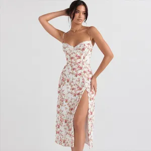 Small floral slit suspender dress