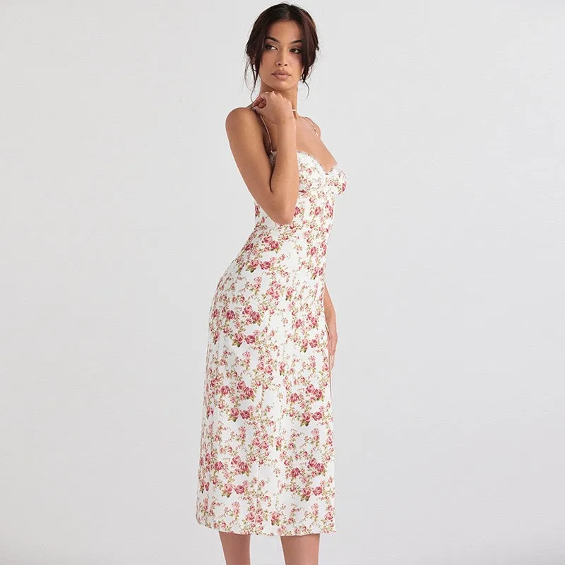 Small floral slit suspender dress