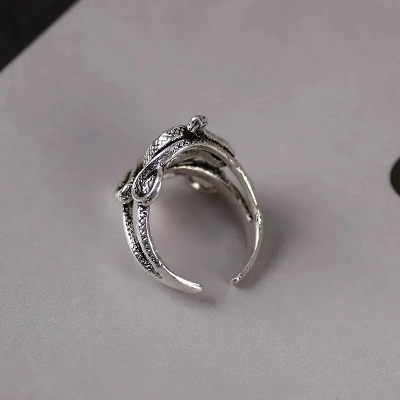 Snake Ring Nightclub: Lightweight Adjustable Alloy Ring - Mysterious Snake Design