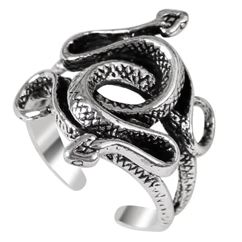 Snake Ring Nightclub: Lightweight Adjustable Alloy Ring - Mysterious Snake Design